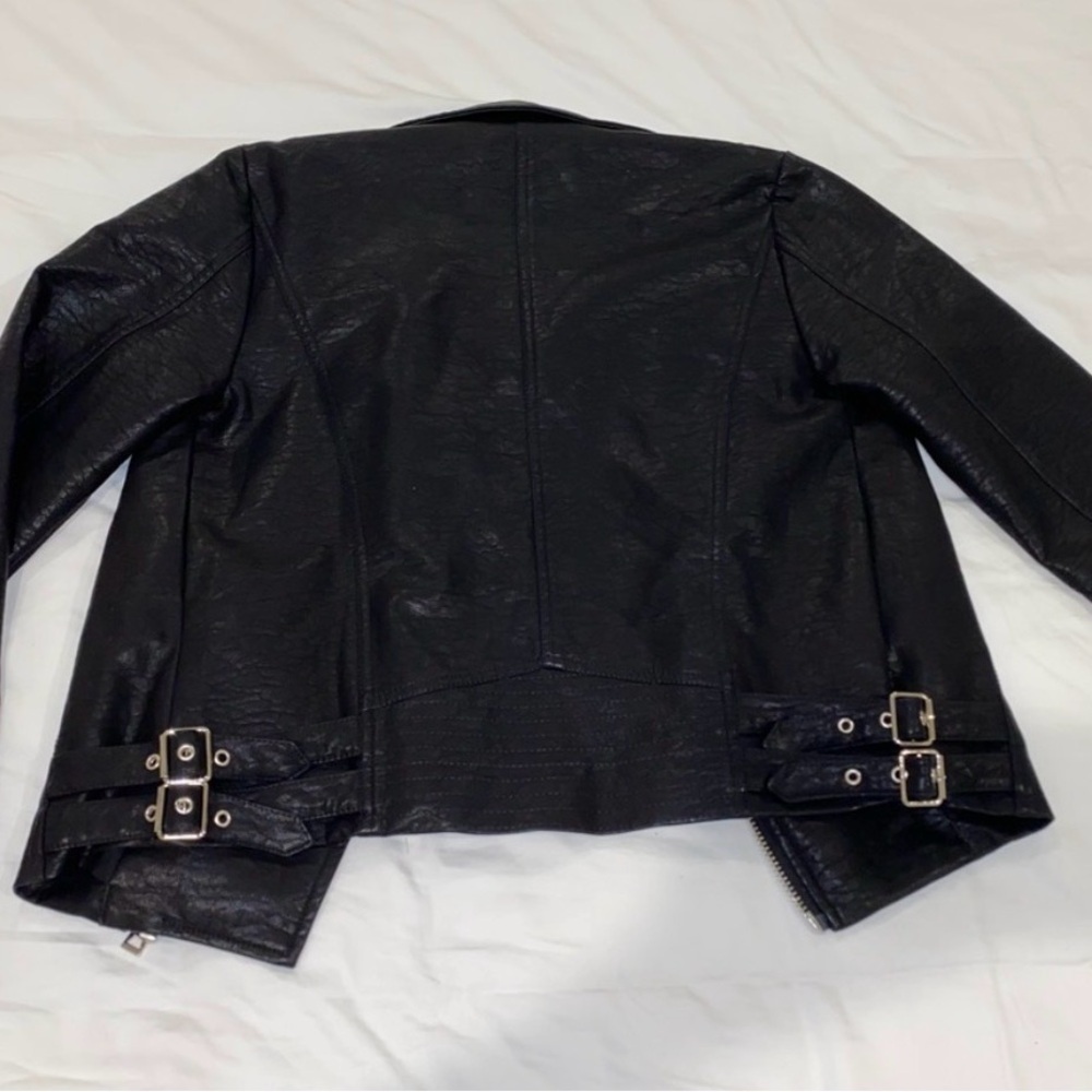 Moon River Black FAUX Leather Jacket with Silver Details - Picture 6 of 8